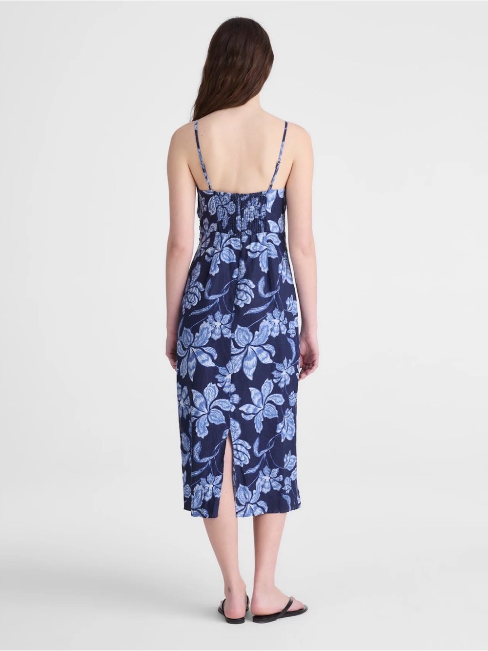 Madewell Navy Blue Floral Square-Neck Midi Dress - Picture 4 of 7
